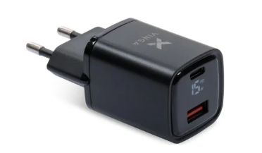 Зарядний пристрій Vinga USB-C PD30W + USB-A QC30W Display 33W Max (VCR30ACDB)