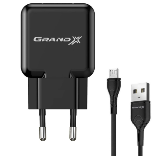Зарядний пристрій Grand-X CH-03UMB (5V/2,1A + DC cable Micro USB) Black (CH-03UMB)