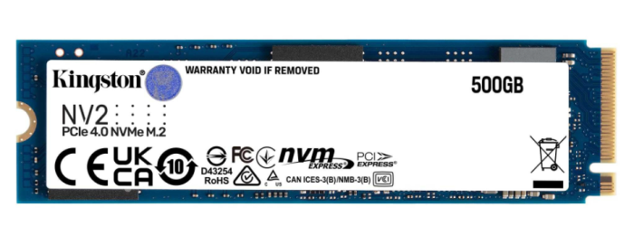 Накопичувач SSD 500GB M.2 NVMe Kingston NV2 M.2 2280 PCIe Gen4.0 x4 (SNV2S/500G)